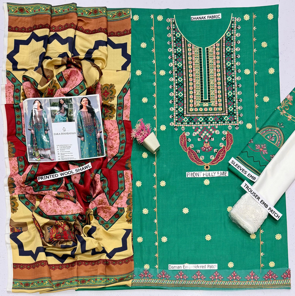 COCO BY ZARASHAHJAHAN Winter Dhanak Embroidered 3 Piece Suit – ZS 27333