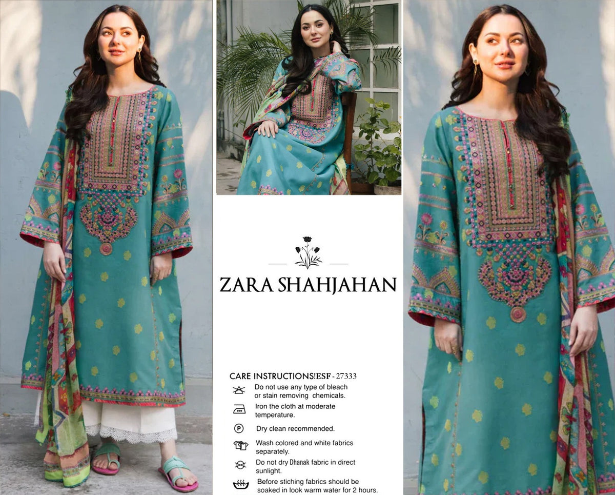 COCO BY ZARASHAHJAHAN Winter Dhanak Embroidered 3 Piece Suit – ZS 27333
